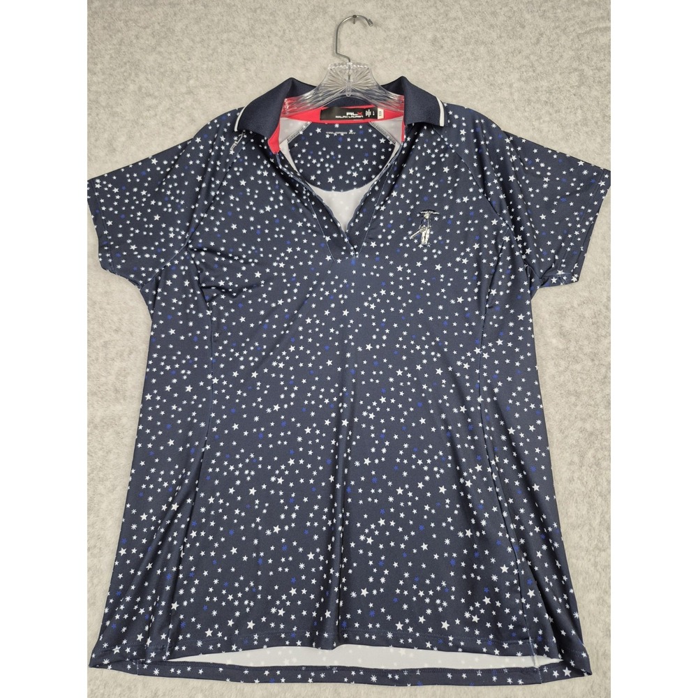 RLX Ralph Lauren Women's Large Golf Polo‎ Navy Starry Night Stars